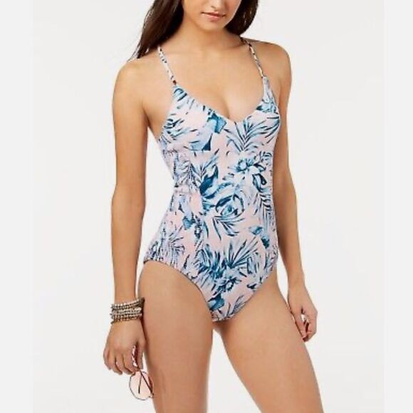 Bar III Printed Ruched Low Back One Piece  Swimsuit Women’s Small - Picture 5 of 5